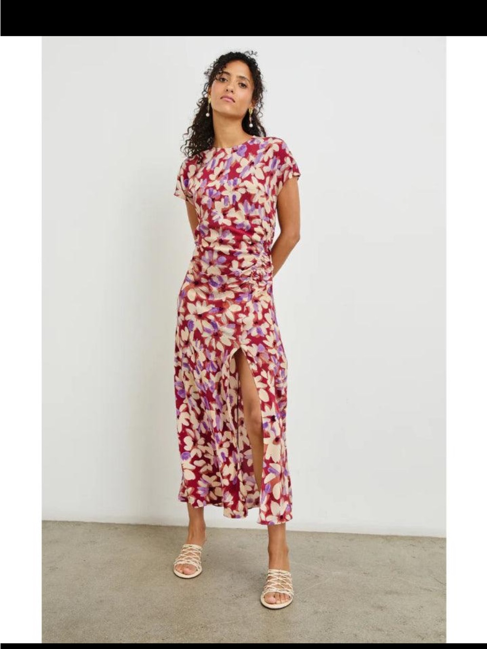 NWT Rails Pink Floral Cap-Sleeve Midi Dress